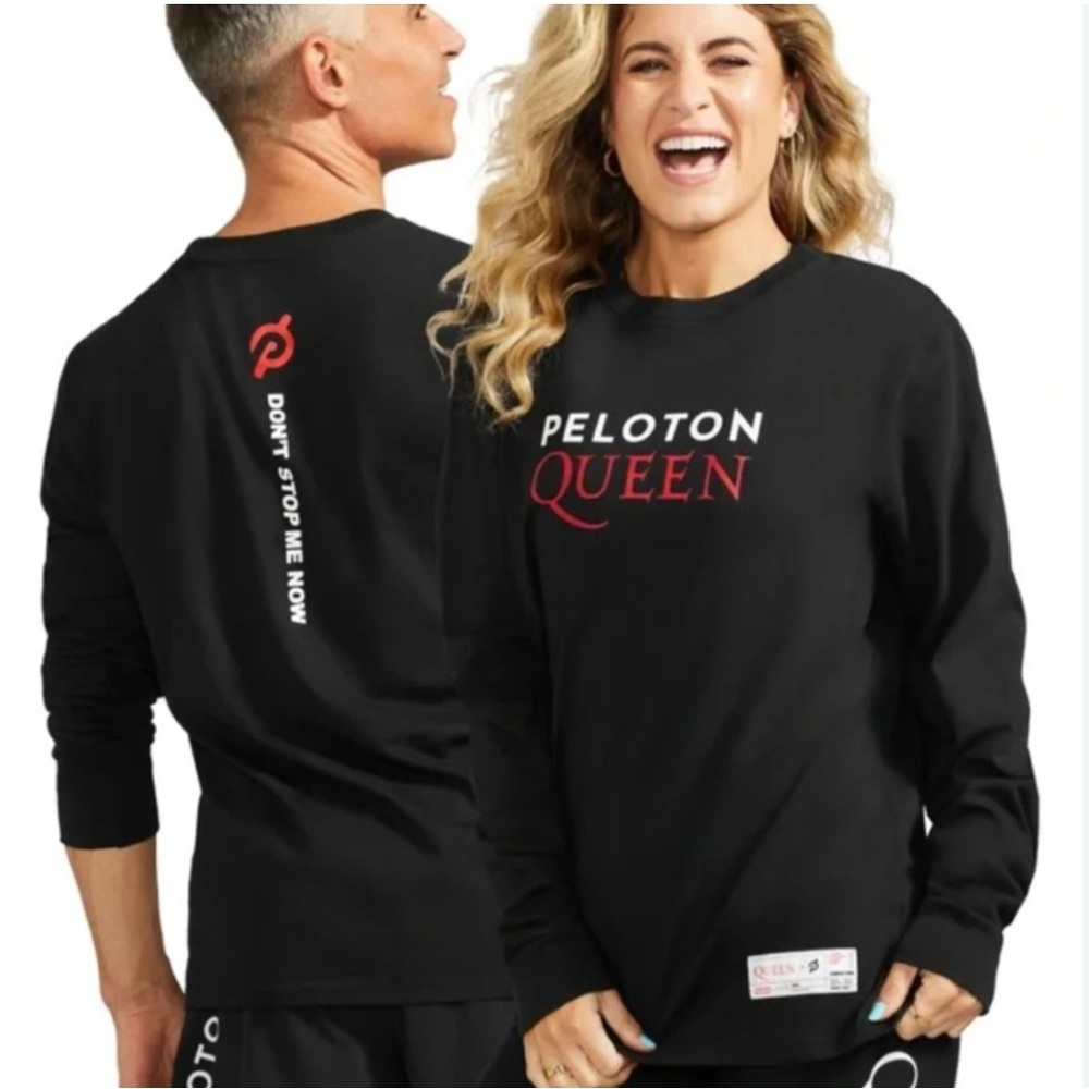 Peloton Men's "Queen" 100% Cotton Double-Sided L/S T-Shirt Black Size XL